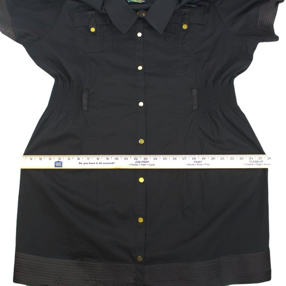 NWT Coogi Black Dress SZ 3X Y2K Hip Hop Cotton Puff Sleeve Snap Front Rhinestone - Picture 10 of 16